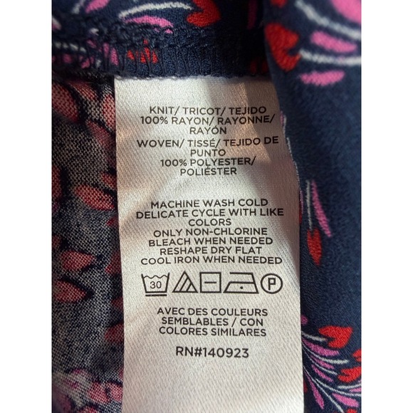 LOFT Women's Navy Floral Print Flutter Sleeve Button Front Blouse Top XS - Picture 5 of 5